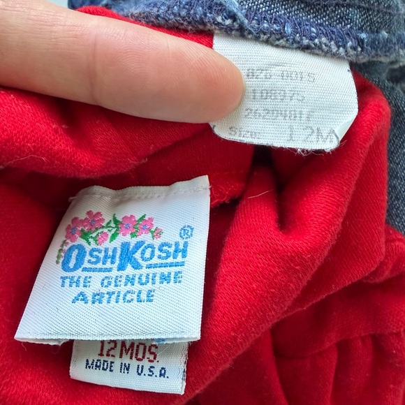 Osh Kosh Made in USA Vintage 80s 90s Denim Overalls w/Red Turtleneck 12m - Picture 10 of 11